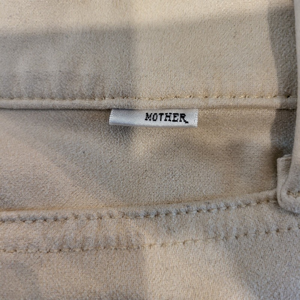 MOTHER The Trainer Jogger Pants 26 Cream Beige Faux Suede Elastic Cuff #014 - Picture 10 of 10